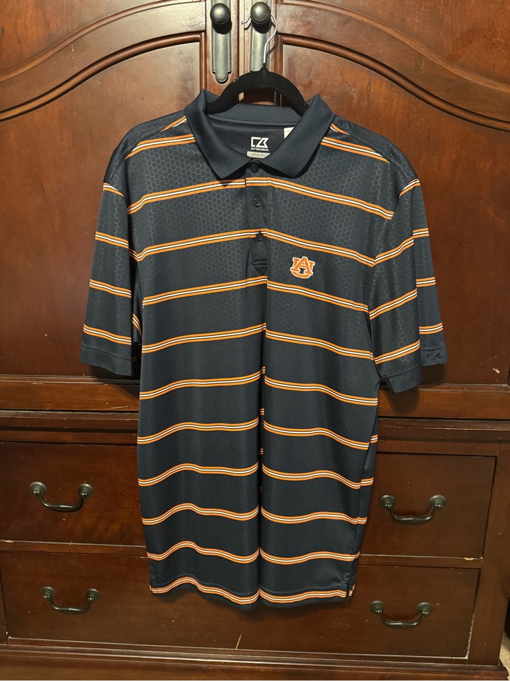 Auburn Tigers Navy & Orange Striped Polo
